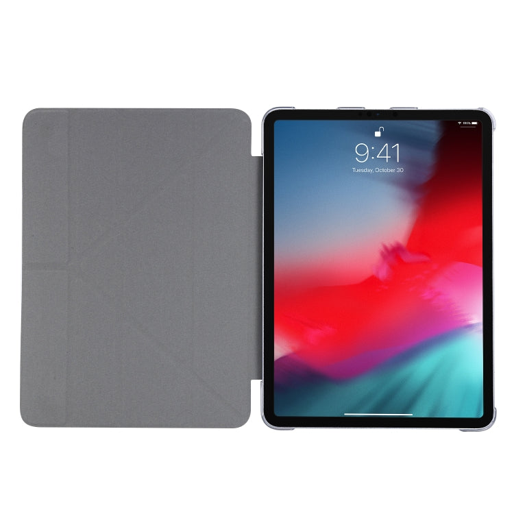 For iPad Air 13 2024 / Pro 12.9 2020 Silk Texture Horizontal Deformation Flip Leather Tablet Case with Three-folding Holder(Blue)
