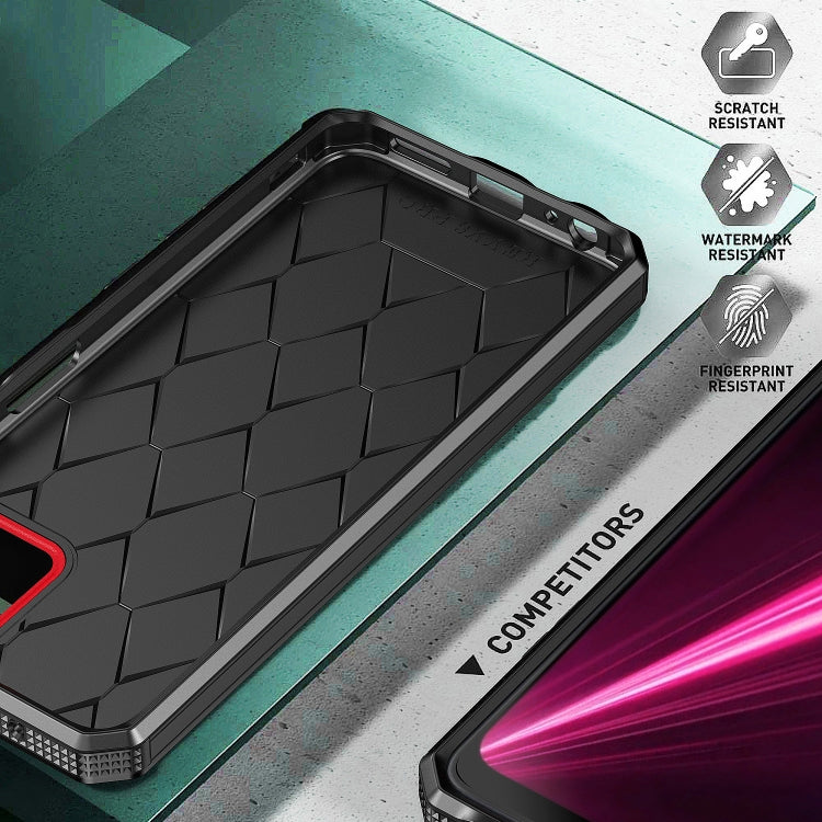 For T-Mobile Revvl 6 Pro 5G Armour Two-color TPU + PC Phone Case(Black+Red)