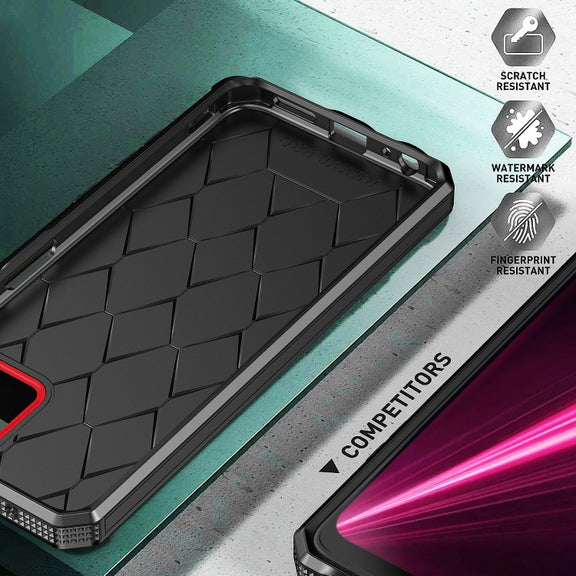 For T-Mobile Revvl 6 Pro 5G Armour Two-color TPU + PC Phone Case(Black+Red)