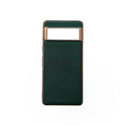 For Google Pixel 6a Nano Electroplating Cross Texture Genuine Leather Phone Case(Green)