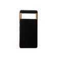 For Google Pixel 6a Nano Electroplating Cross Texture Genuine Leather Phone Case(Black) - Google Cases by PMC TechLife | Online Shopping South Africa | PMC TechLife | Buy Now Pay Later Mobicred