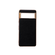 For Google Pixel 6a Nano Electroplating Cross Texture Genuine Leather Phone Case(Black)
