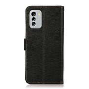 For Nokia G60 5G KHAZNEH Side-Magnetic Litchi Genuine Leather RFID Phone Case(Black)