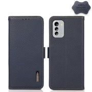 For Nokia G60 5G KHAZNEH Side-Magnetic Litchi Genuine Leather RFID Phone Case(Blue)