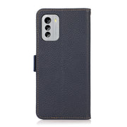 For Nokia G60 5G KHAZNEH Side-Magnetic Litchi Genuine Leather RFID Phone Case(Blue)