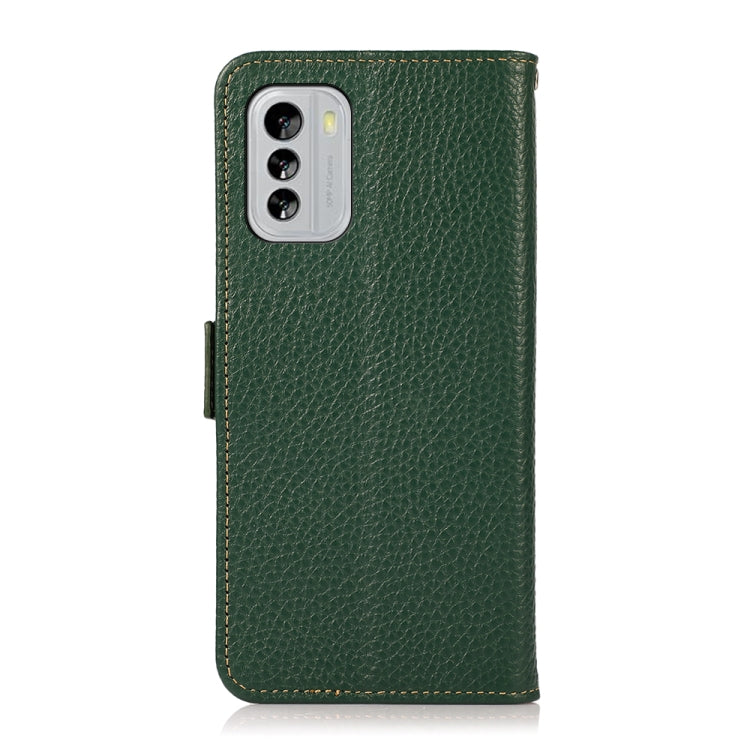 For Nokia G60 5G KHAZNEH Side-Magnetic Litchi Genuine Leather RFID Phone Case(Green)