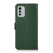 For Nokia G60 5G KHAZNEH Side-Magnetic Litchi Genuine Leather RFID Phone Case(Green)