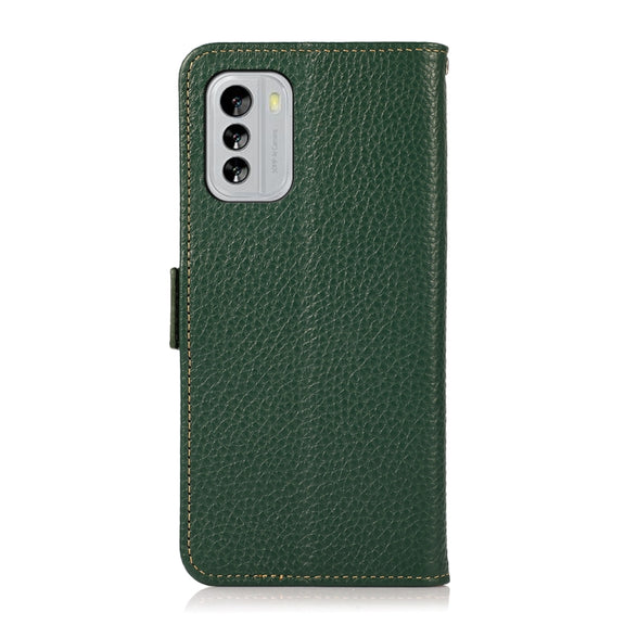 For Nokia G60 5G KHAZNEH Side-Magnetic Litchi Genuine Leather RFID Phone Case(Green)