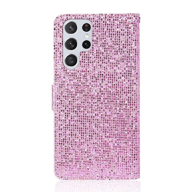 For Samsung Galaxy S23 Ultra 5G Glitter Powder Filp Leather Phone Case(Pink)