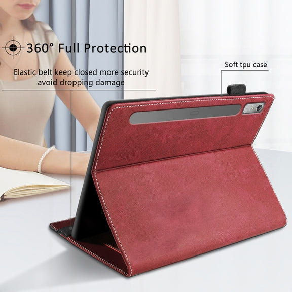 For Lenovo Tab P11 Pro Gen 2 Splicing Series Tablet PC Leather Case(Red)