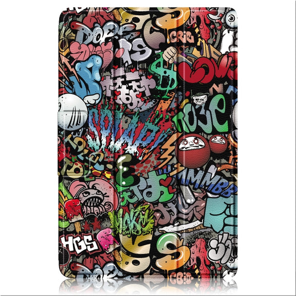 For OPPO Pad 11 inch 3-folding Magnetic Buckle Coloured Drawing Leather Tablet Case(Graffiti)