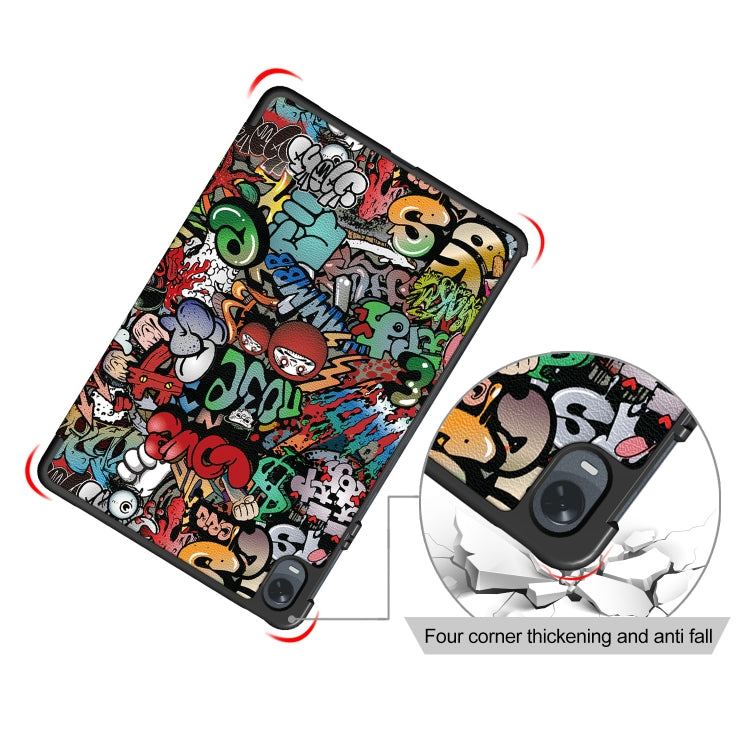 For OPPO Pad 11 inch 3-folding Magnetic Buckle Coloured Drawing Leather Tablet Case(Graffiti)