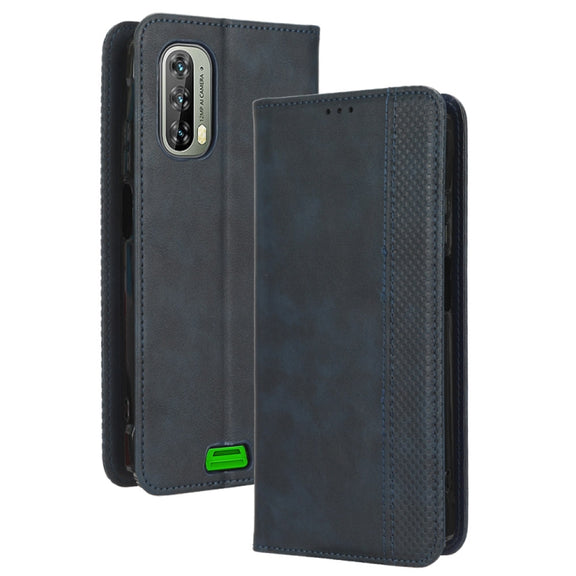For Blackview BV7100 Magnetic Buckle Retro Texture Leather Phone Case(Blue)