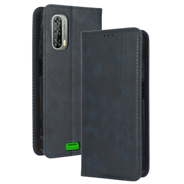 For Blackview BV7100 Magnetic Buckle Retro Texture Leather Phone Case(Blue)