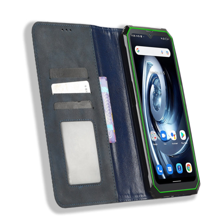 For Blackview BV7100 Magnetic Buckle Retro Texture Leather Phone Case(Blue)