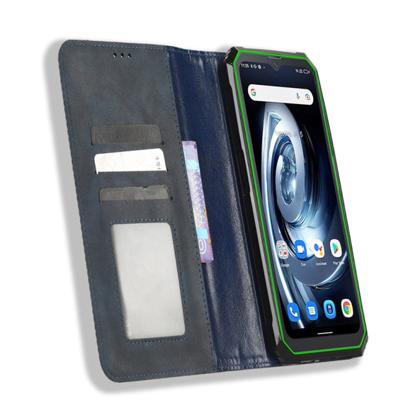 For Blackview BV7100 Magnetic Buckle Retro Texture Leather Phone Case(Blue)