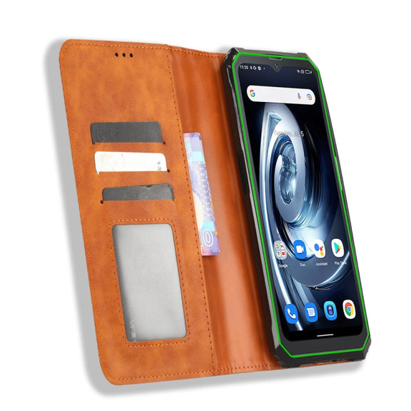 For Blackview BV7100 Magnetic Buckle Retro Texture Leather Phone Case(Brown)