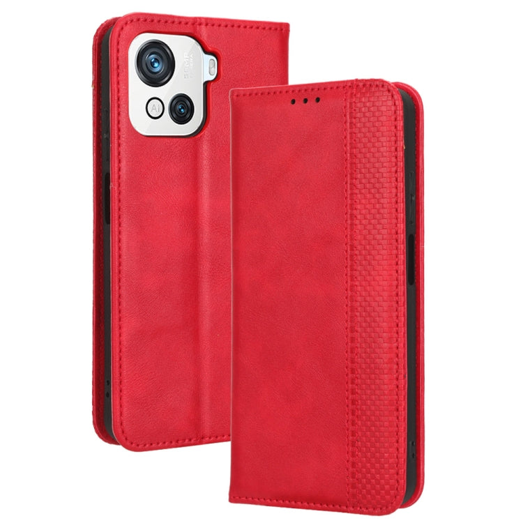 For Blackview OSCAL C80 Magnetic Buckle Retro Texture Leather Phone Case(Red)