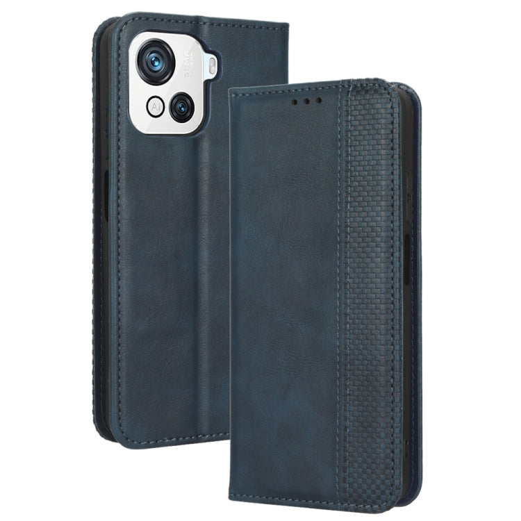 For Blackview OSCAL C80 Magnetic Buckle Retro Texture Leather Phone Case(Blue)