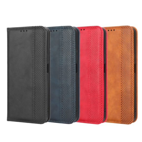 For Blackview OSCAL C80 Magnetic Buckle Retro Texture Leather Phone Case(Red)