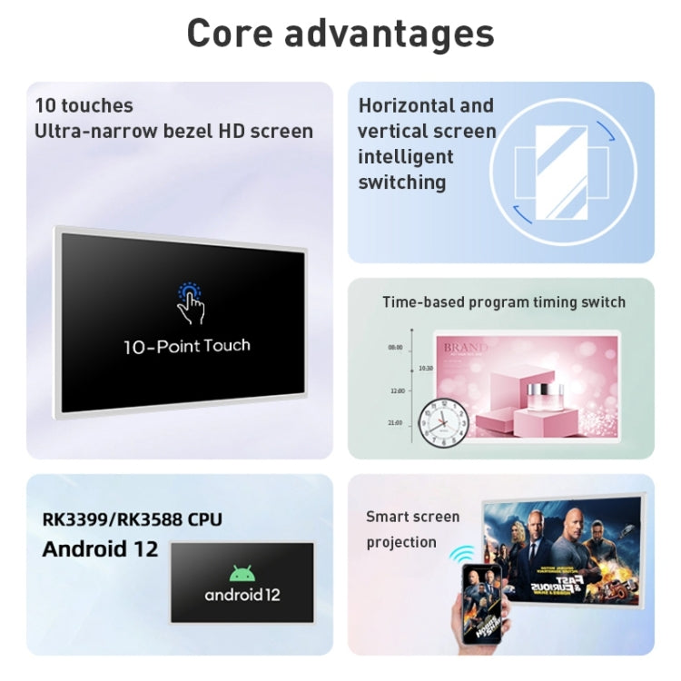 HSD1493T 14 inch IPS Display Advertising Machine RK3566 4GB+32GB(White)