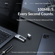 ORICO USB Flash Drive, Read: 100MB/s, Write: 50MB/s, Memory:256GB, Port:USB-A(Silver)