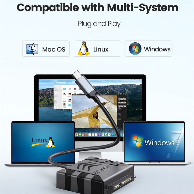 ORICO UTS1 Type-C / USB-C USB 3.0 2.5-inch SATA HDD Adapter with 12V 2A Power Adapter, Cable Length:0.3m(AU Plug)