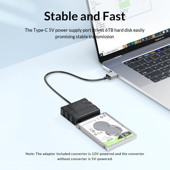 ORICO UTS1 Type-C / USB-C USB 3.0 2.5-inch SATA HDD Adapter with 12V 2A Power Adapter, Cable Length:1m(EU Plug)