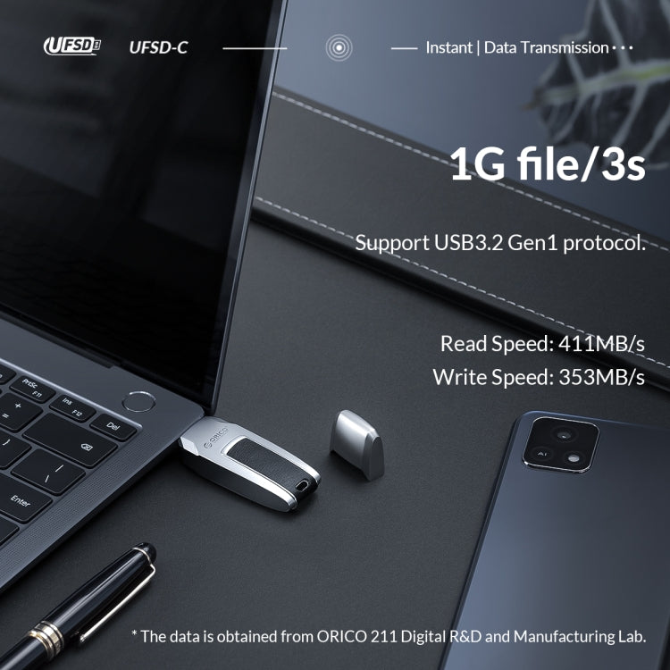 ORICO UFS Flash Drive, Read: 411MB/s, Write: 350MB/s, Memory:64GB, Port:USB-A(Silver)