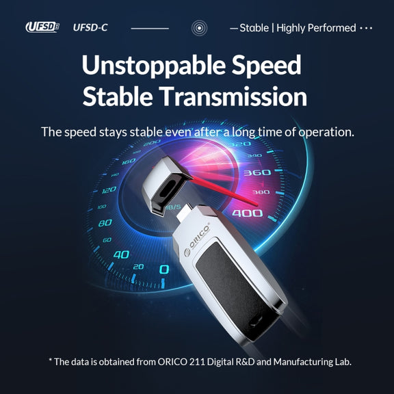 ORICO UFS Flash Drive, Read: 411MB/s, Write: 350MB/s, Memory:64GB, Port:USB-A(Silver)