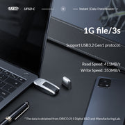 ORICO UFS Flash Drive, Read: 411MB/s, Write: 350MB/s, Memory:256GB, Port:USB-A(Silver)