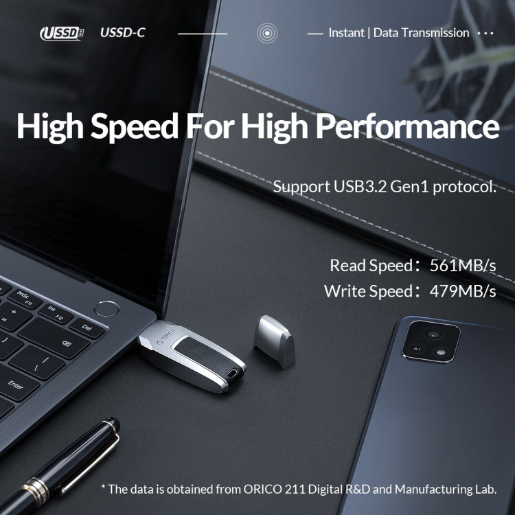 ORICO USB Solid State Flash Drive, Read: 520MB/s, Write: 450MB/s, Memory:512GB, Port:USB-A(Silver)