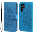 For Samsung Galaxy S23 Ultra 5G 7-petal Flowers Embossing Leather Phone Case(Blue) - Galaxy S23 Ultra 5G Cases by PMC TechLife | Online Shopping South Africa | PMC TechLife