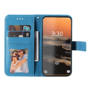 For Samsung Galaxy S23 Ultra 5G 7-petal Flowers Embossing Leather Phone Case(Blue)