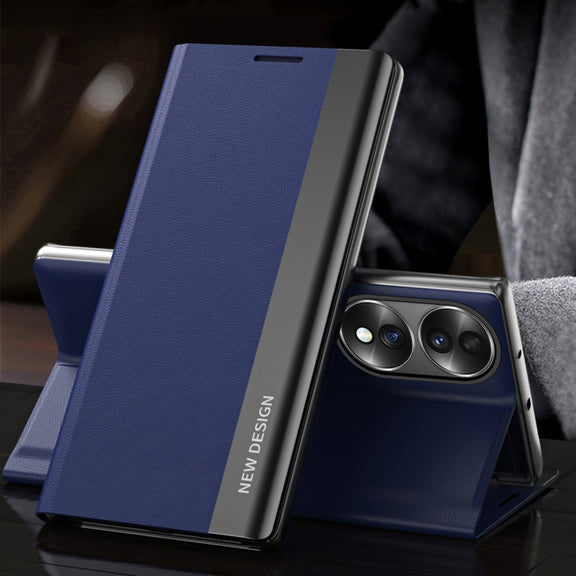 For Honor 70 Side Electroplated Magnetic Leather Phone Case(Royal Blue)