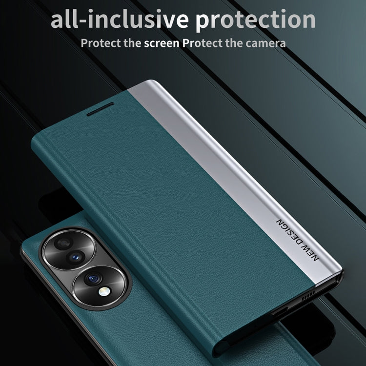 For Honor 70 Side Electroplated Magnetic Leather Phone Case(Royal Blue)