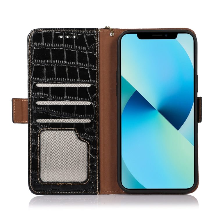 For Honor X20 SE Crocodile Top Layer Cowhide Leather Phone Case(Black)