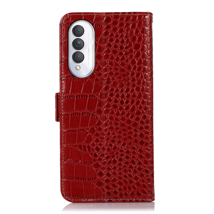 For Honor X20 SE Crocodile Top Layer Cowhide Leather Phone Case(Red)