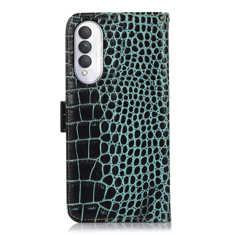 For Honor X20 SE Crocodile Top Layer Cowhide Leather Phone Case(Green)