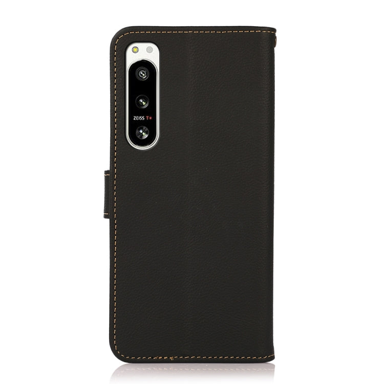 For Sony Xperia 5 IV KHAZNEH Custer Genuine Leather RFID Phone Case(Black)