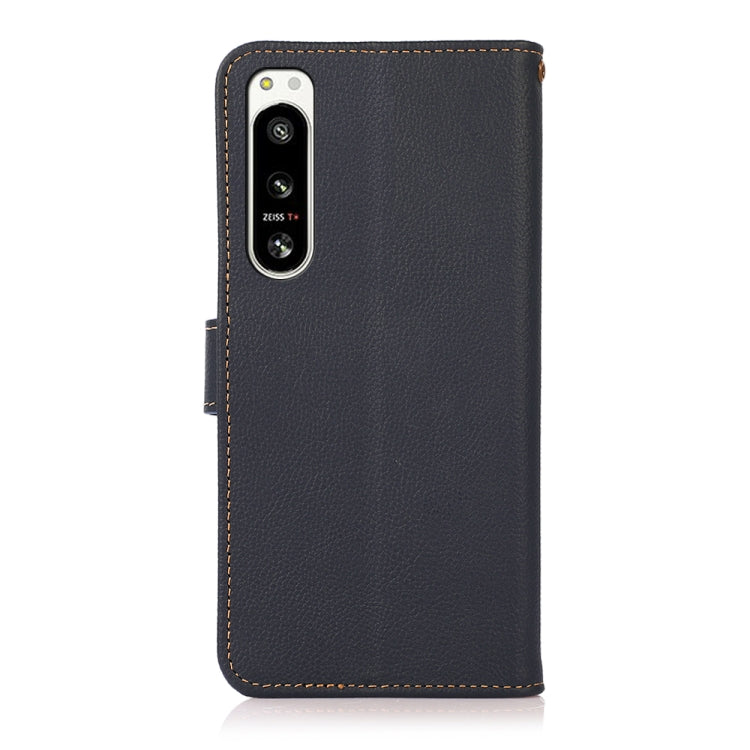 For Sony Xperia 5 IV KHAZNEH Custer Genuine Leather RFID Phone Case(Blue)