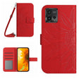 For Motorola Moto G72 5G Skin Feel Sun Flower Pattern Flip Leather Phone Case with Lanyard(Red) - Motorola Cases by PMC TechLife | Online Shopping South Africa | PMC TechLife | Buy Now Pay Later Mobicred