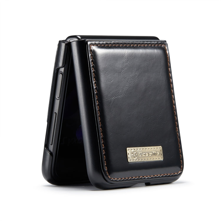 For Samsung Galaxy Z Flip4 CaseMe 003 Crazy Horse Texture Leather Phone Case(Black)