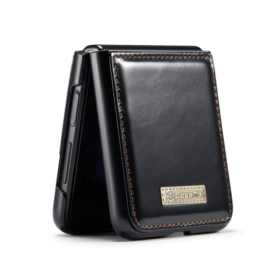 For Samsung Galaxy Z Flip4 CaseMe 003 Crazy Horse Texture Leather Phone Case(Black)