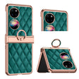 For Huawei P50 Pocket Grid Leather Pattern Electroplating Frame Folding Phone Case(Green) - Huawei Cases by PMC TechLife | Online Shopping South Africa | PMC TechLife | Buy Now Pay Later Mobicred