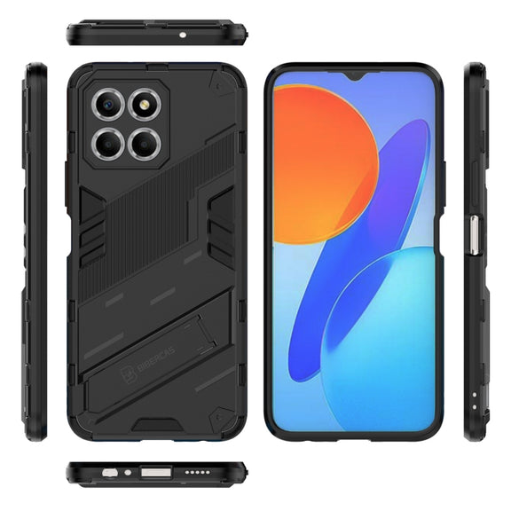 For Honor X8 5G Punk Armor PC + TPU Phone Case with Holder(Black)