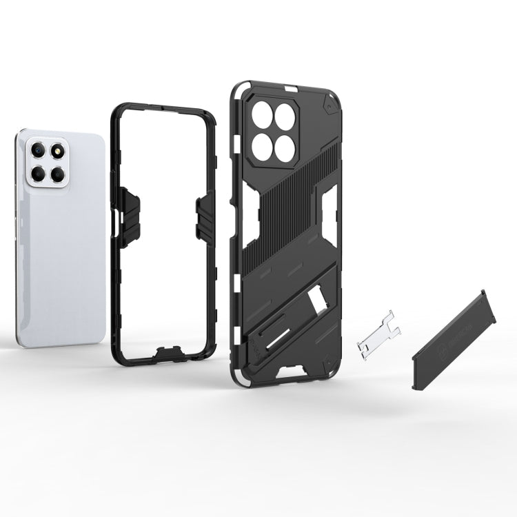 For Honor X8 5G Punk Armor PC + TPU Phone Case with Holder(Black)