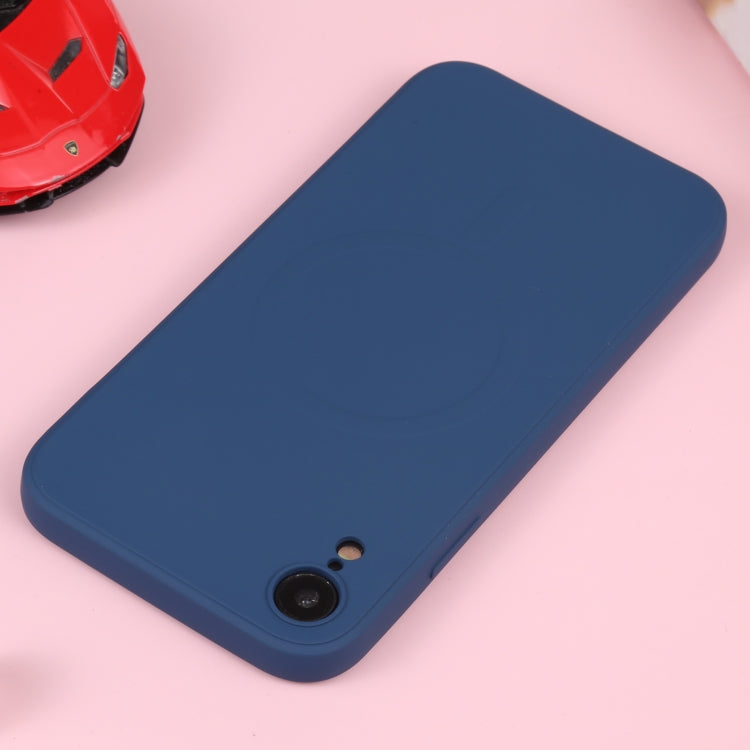 For iPhone XR Liquid Silicone Full Coverage Shockproof Magsafe Phone Case(Dark Blue)