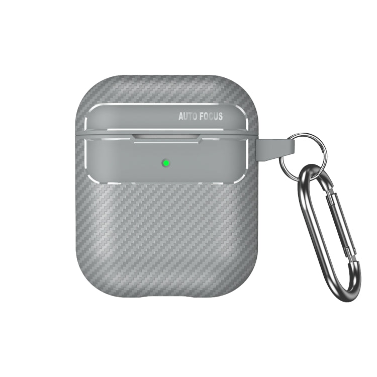 For AirPods 1 / 2 Carbon Fiber Texture Anti-fall Earphone Protective Case(Grey)
