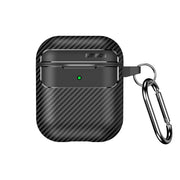 For AirPods 1 / 2 Carbon Fiber Texture Anti-fall Earphone Protective Case(Black)